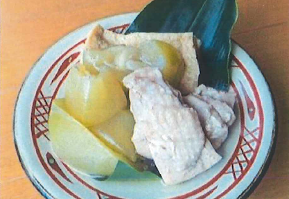 しょう（ゆうがお）と鶏肉の煮物-1